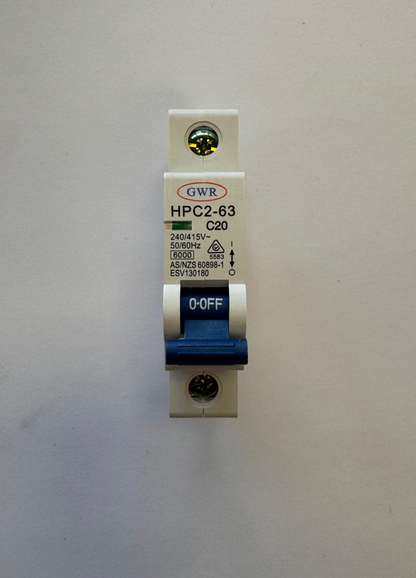 GEN3 1 Pole 20AMP 6KA Miniature Circuit Breaker