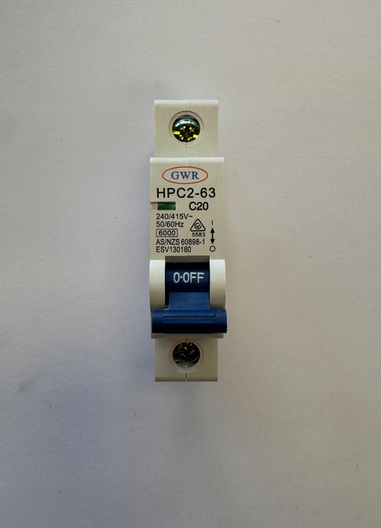 GEN3 1 Pole 20AMP 6KA Miniature Circuit Breaker